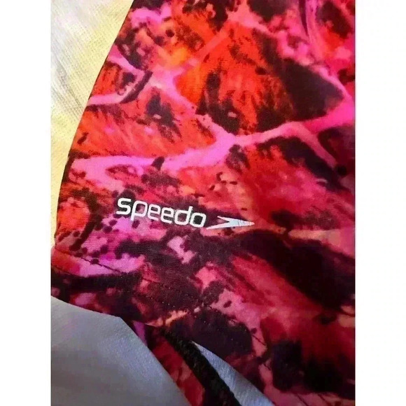 Speedo Coral Red Pink Orange Animal Print 1pc Swimming Bathing Suit - Picture 3 of 5